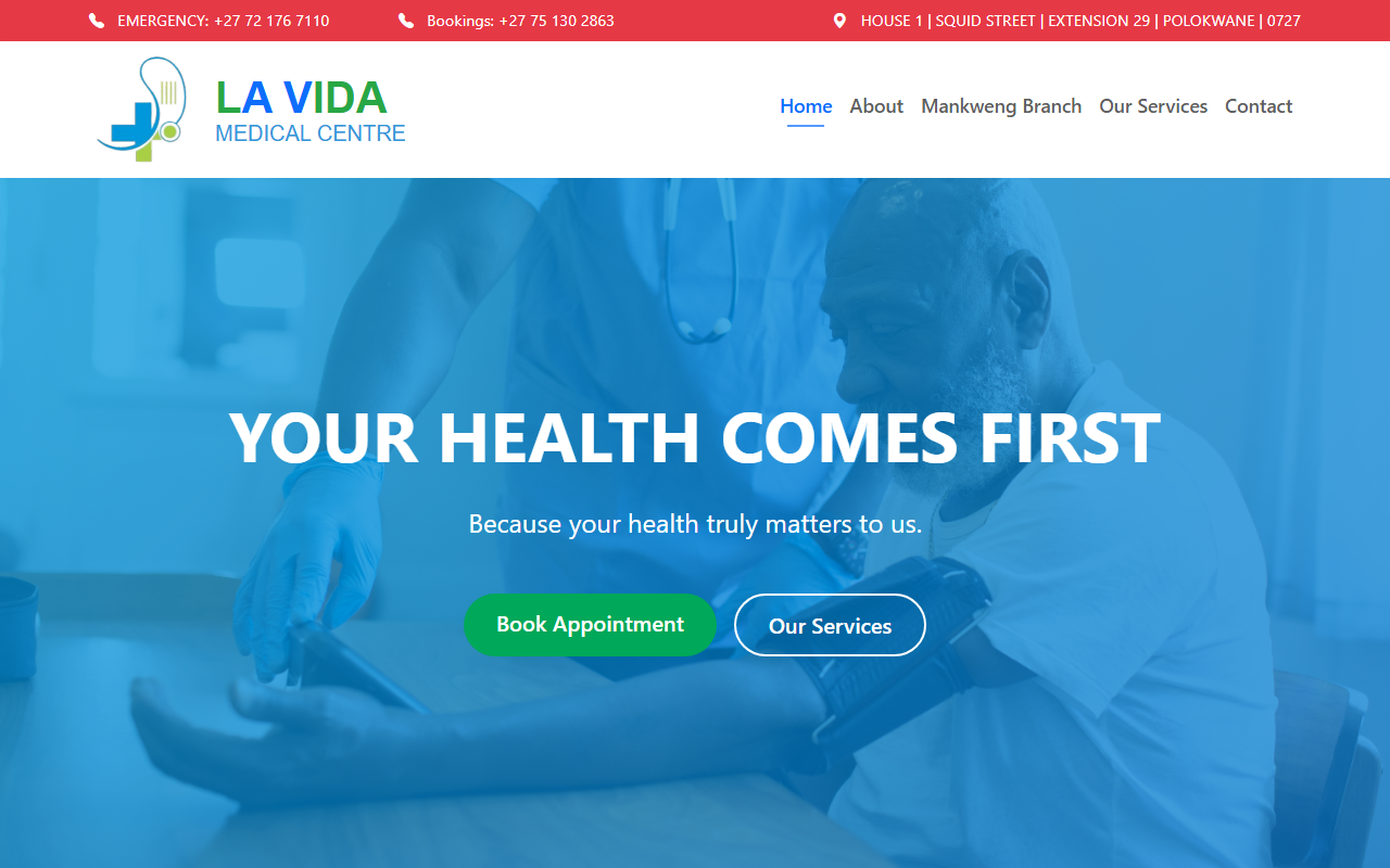 Screenshot of lavidamedicalcentre.co.za